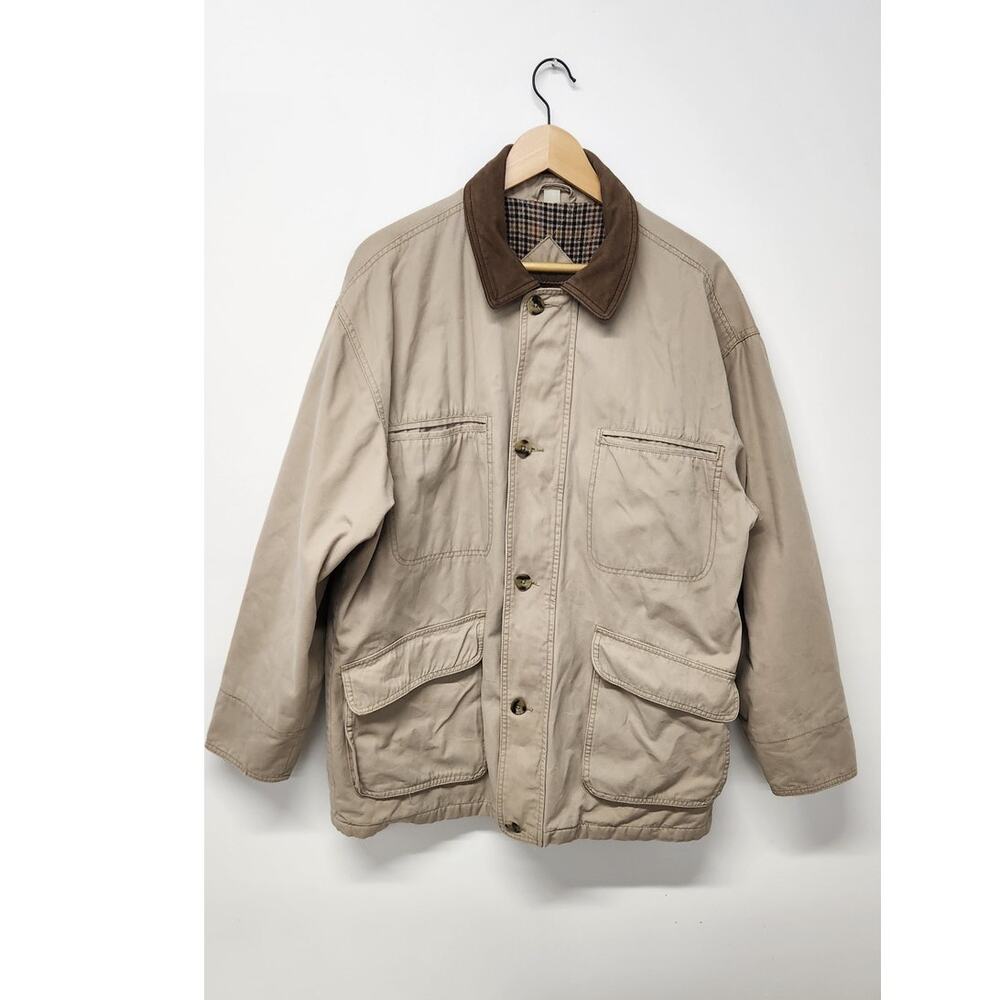 Vintage FieldMaster Ragged Outerwear Khaki/Tan Jacket w/leather Collar, Size Lg